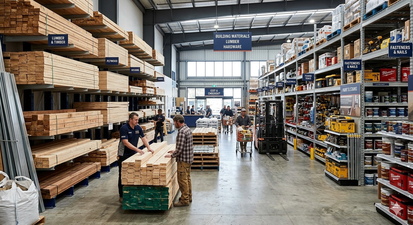 Hardware and building materials supplier with contractor orders